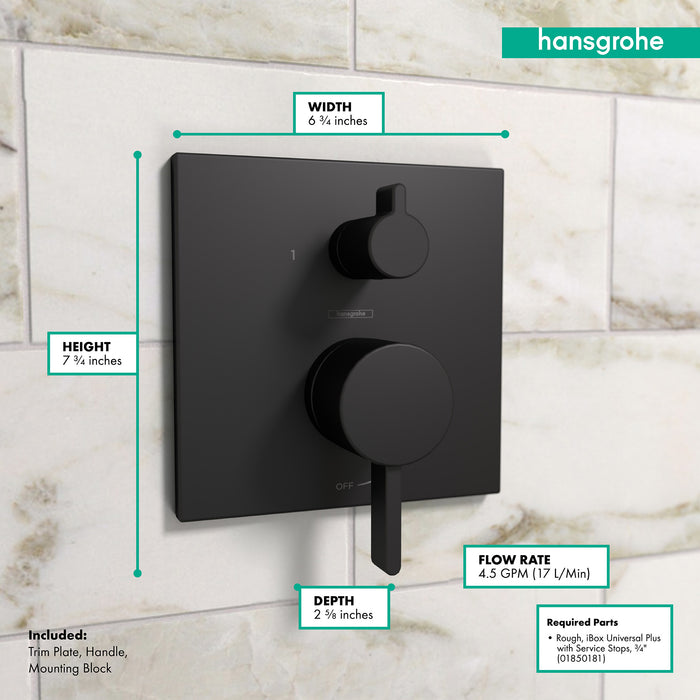 hansgrohe Ecostat Pressure Balance Trim Square with Diverter