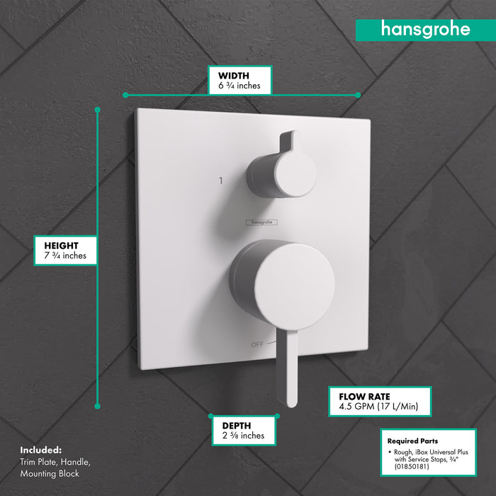 hansgrohe Ecostat Pressure Balance Trim Square with Diverter
