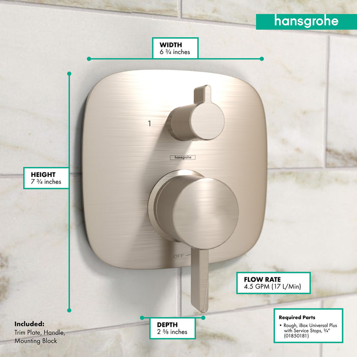 hansgrohe Ecostat Pressure Balance Trim Square with Diverter