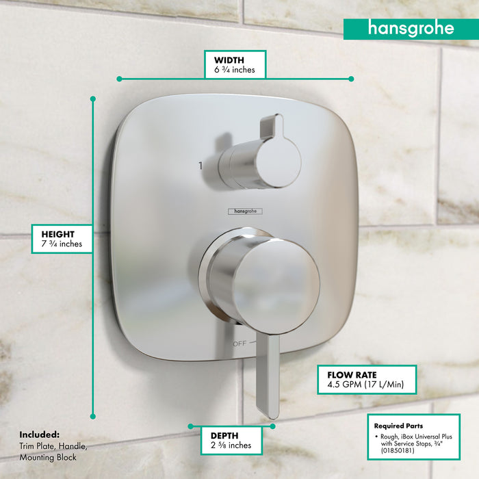 hansgrohe Ecostat Pressure Balance Trim Square with Diverter