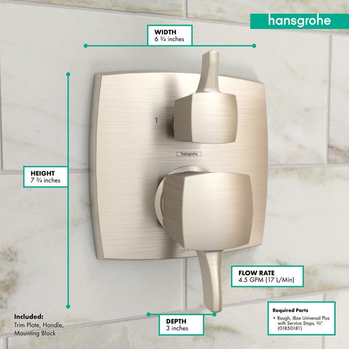 hansgrohe Ecostat Classic Pressure Balance Trim Classic Square with Diverter
