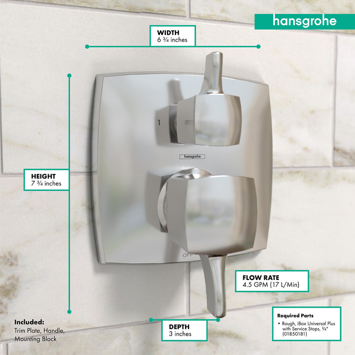 Hansgrohe Ecostat Classic Pressure Balance Trim Classic Square with Diverter