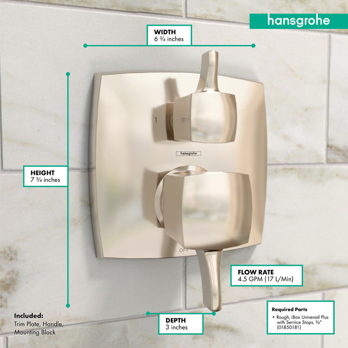 hansgrohe Ecostat Classic Pressure Balance Trim Classic Square with Diverter
