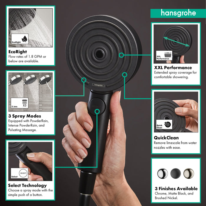 hansgrohe Pulsify S Handshower 105 3-Jet, 2.5 GPM