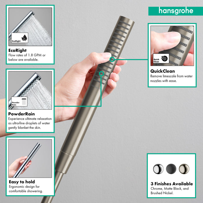 hansgrohe Pulsify S Baton Handshower 100 1-Jet, 1.75 GPM