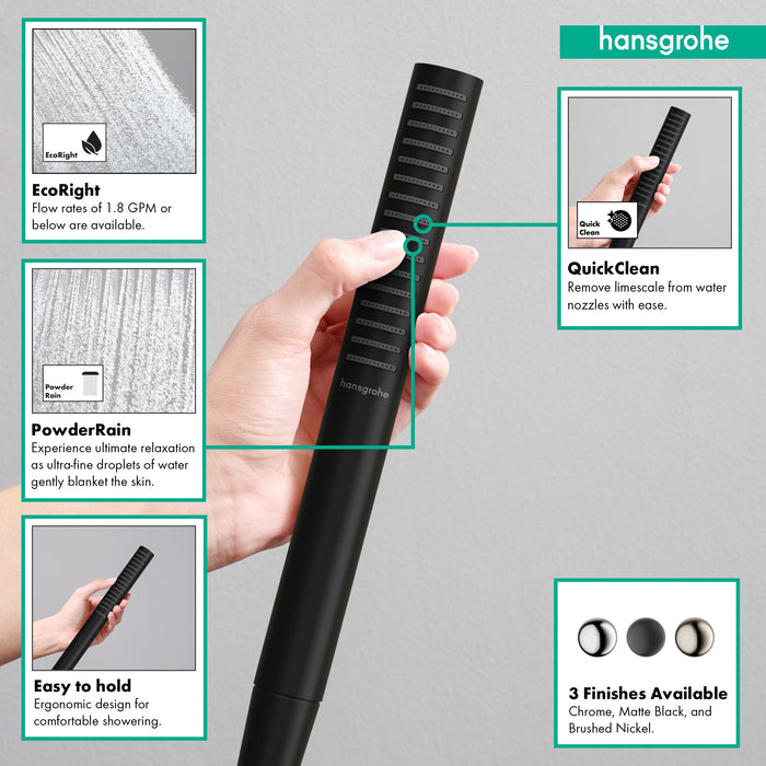 hansgrohe Pulsify S Baton Handshower 100 1-Jet, 1.75 GPM