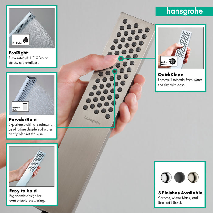 Hansgrohe Pulsify E Baton Handshower 100 1-Jet, 1.75 GPM