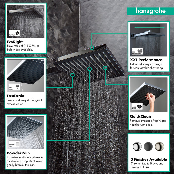 hansgrohe Pulsify E Showerhead 260 1-Jet, 1.75GPM