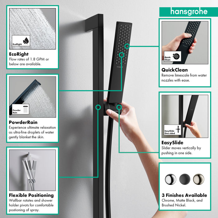hansgrohe Pulsify E Wallbar Set 100 3-Jet 24", 1.75 GPM