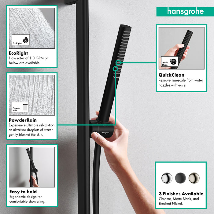 hansgrohe Pulsify S Wallbar Set 100 3-Jet 24", 1.75 GPM