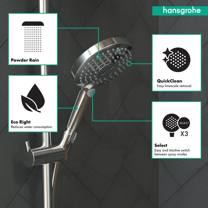 Hansgrohe Raindance Select S Handshower 120 3-Jet PowderRain, 1.75 GPM