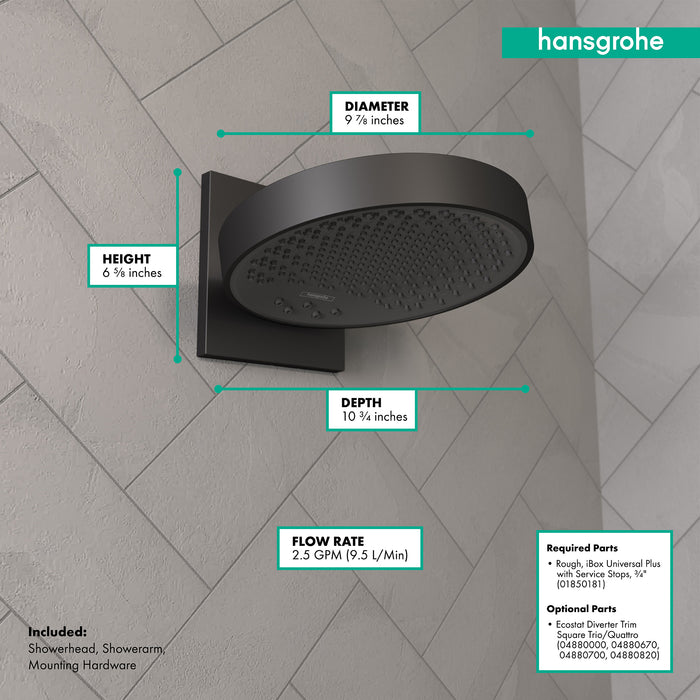 Hansgrohe Rainfinity Showerhead 250 3-Jet with Wall Connector Trim, 2.5 GPM