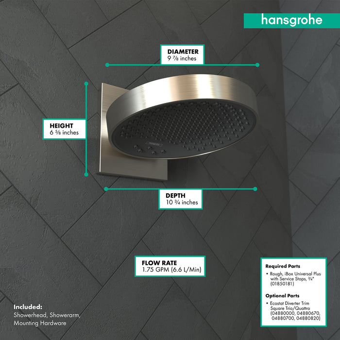 hansgrohe Rainfinity Showerhead 250 3-Jet with Wall Connector Trim, 1.75 GPM