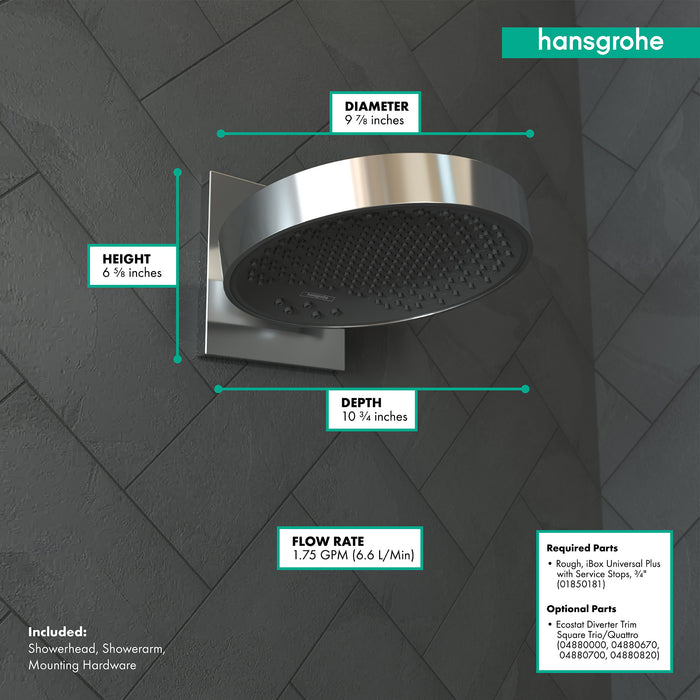 hansgrohe Rainfinity Showerhead 250 3-Jet with Wall Connector Trim, 1.75 GPM