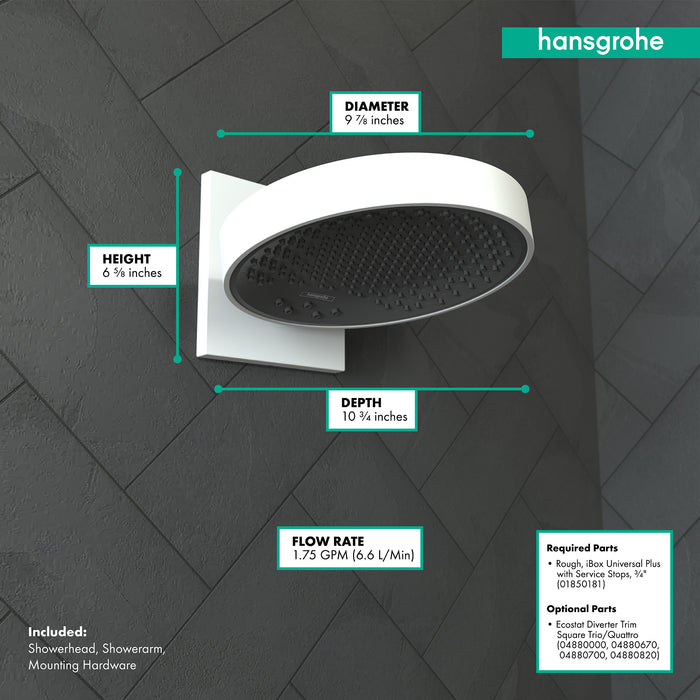 hansgrohe Rainfinity Showerhead 250 3-Jet with Wall Connector Trim, 1.75 GPM