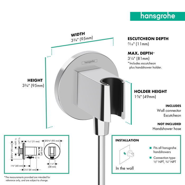Hansgrohe FixFit S Wall Outlet with Handshower Holder