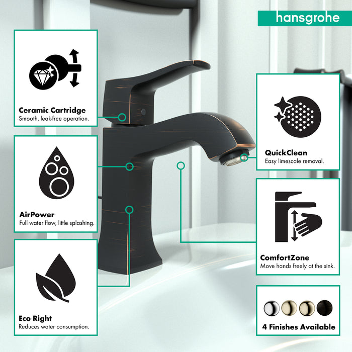hansgrohe Metris C Single-Hole Faucet 100 with Pop-Up Drain, 1.2 GPM