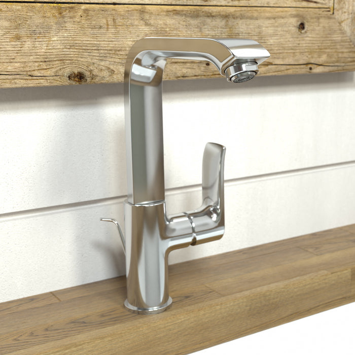 hansgrohe Metris Single-Hole Faucet 230 with Swivel Spout and Pop-Up Drain, 1.2 GPM