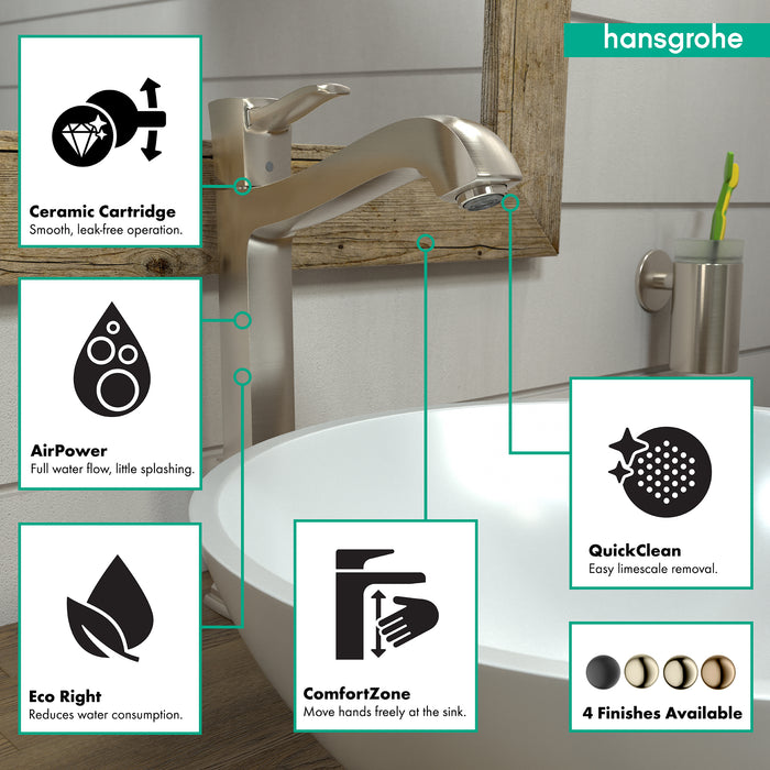 hansgrohe Metropol Classic Single-Hole Faucet 260 with Pop-Up Drain, 1.2 GPM