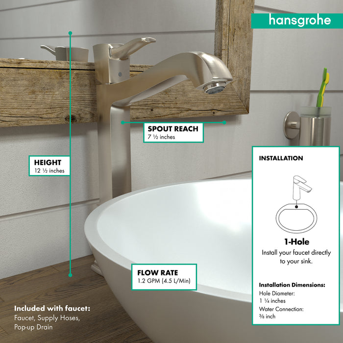 hansgrohe Metropol Classic Single-Hole Faucet 260 with Pop-Up Drain, 1.2 GPM