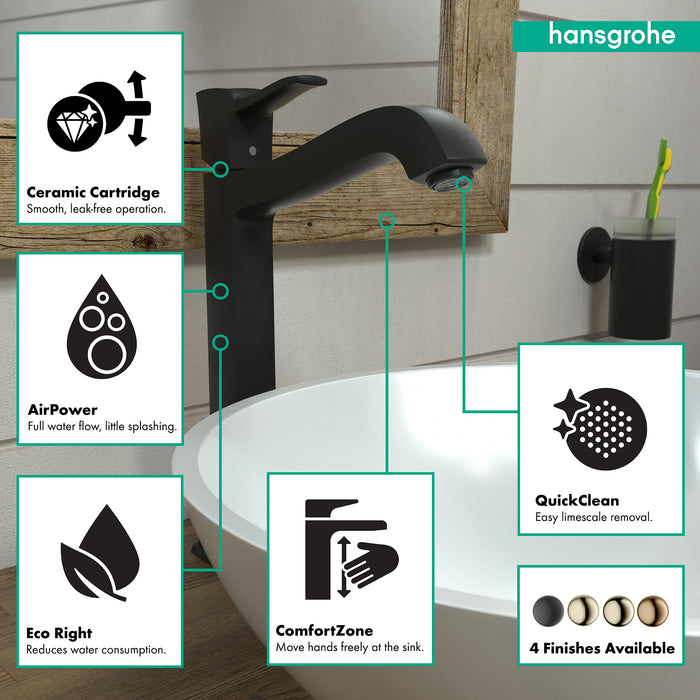 hansgrohe Metropol Classic Single-Hole Faucet 260 with Pop-Up Drain, 1.2 GPM