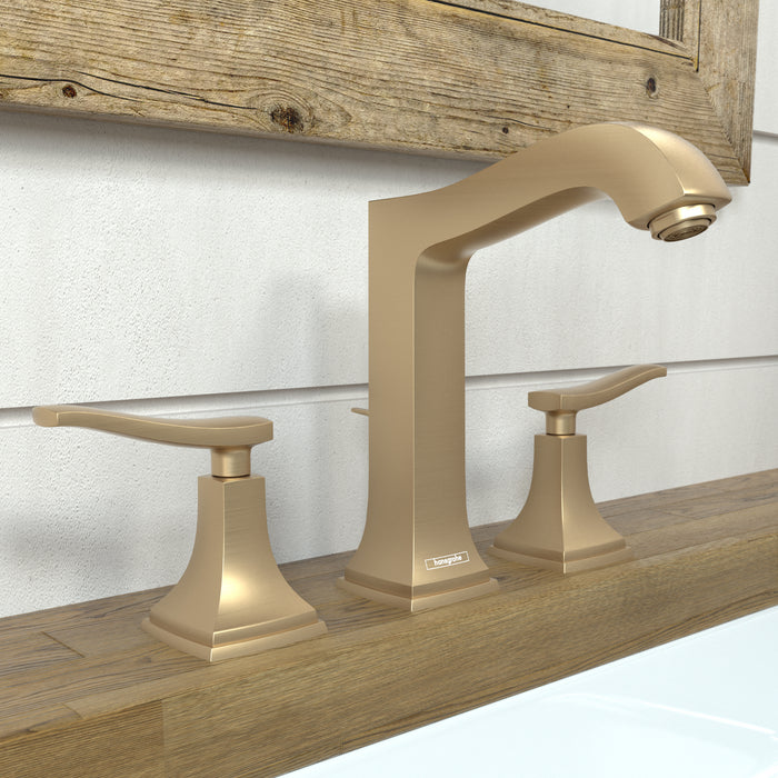 hansgrohe Metropol Classic Widespread Faucet 160 with Lever Handles and Pop-Up Drain, 1.2 GPM