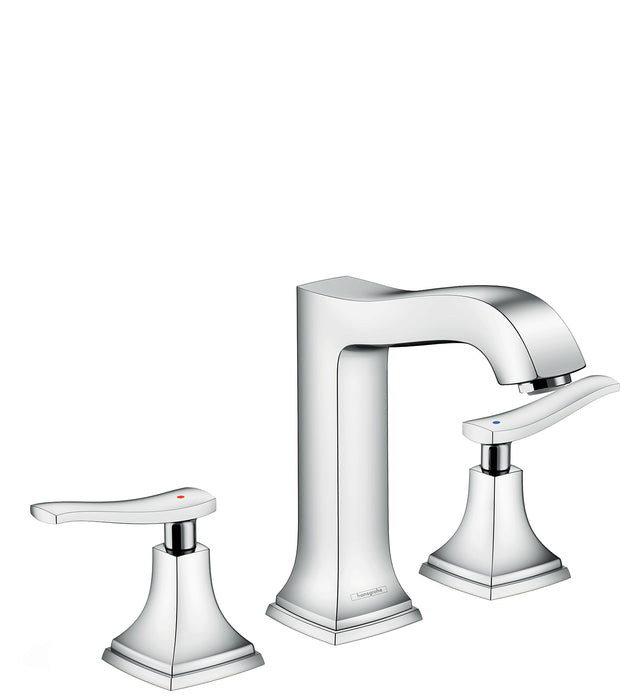 hansgrohe Metropol Classic Widespread Faucet 160 with Lever Handles and Pop-Up Drain, 1.2 GPM