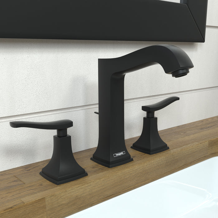 hansgrohe Metropol Classic Widespread Faucet 160 with Lever Handles and Pop-Up Drain, 1.2 GPM
