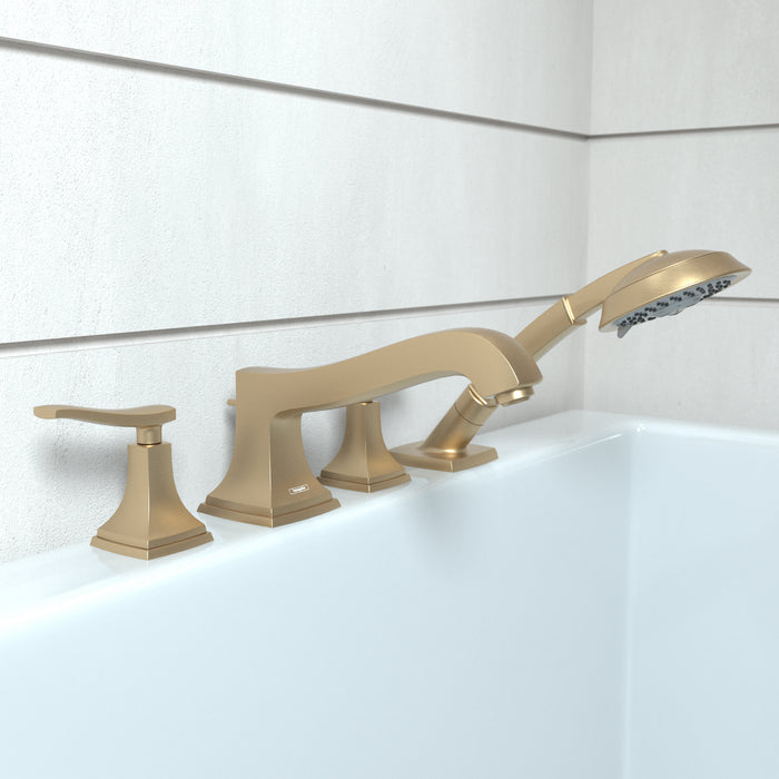 hansgrohe Metropol Classic 4-Hole Roman Tub Set Trim with Lever Handles and 1.8 GPM Handshower