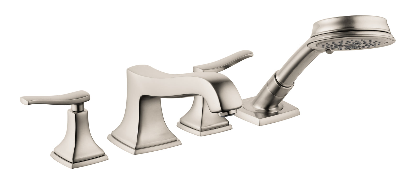 hansgrohe Metropol Classic 4-Hole Roman Tub Set Trim with Lever Handles and 1.8 GPM Handshower