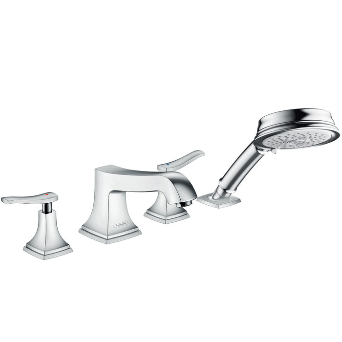 hansgrohe Metropol Classic 4-Hole Roman Tub Set Trim with Lever Handles and 1.8 GPM Handshower