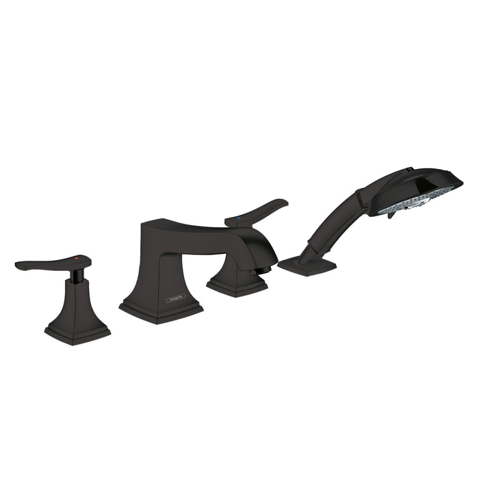 hansgrohe Metropol Classic 4-Hole Roman Tub Set Trim with Lever Handles and 1.8 GPM Handshower