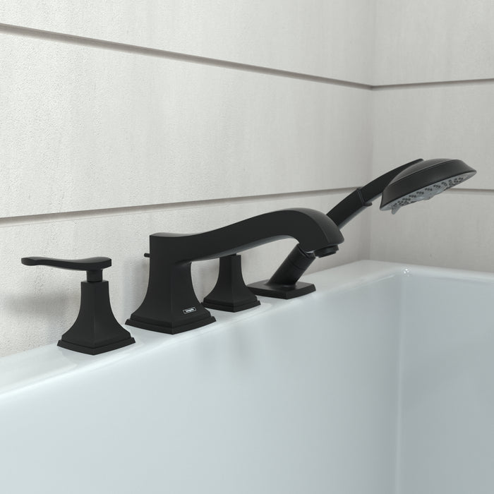 hansgrohe Metropol Classic 4-Hole Roman Tub Set Trim with Lever Handles and 1.8 GPM Handshower