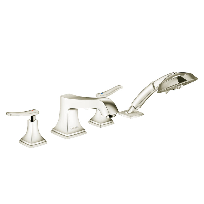hansgrohe Metropol Classic 4-Hole Roman Tub Set Trim with Lever Handles and 1.8 GPM Handshower