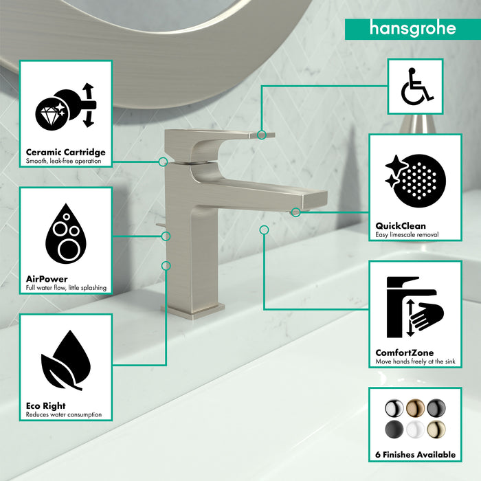 hansgrohe Metropol Single-Hole Faucet 110 with Lever Handle and Pop-Up Drain, 1.2 GPM