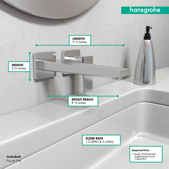 hansgrohe Metropol Wall-Mounted Single-Handle Faucet Trim with Lever Handle, 1.2 GPM