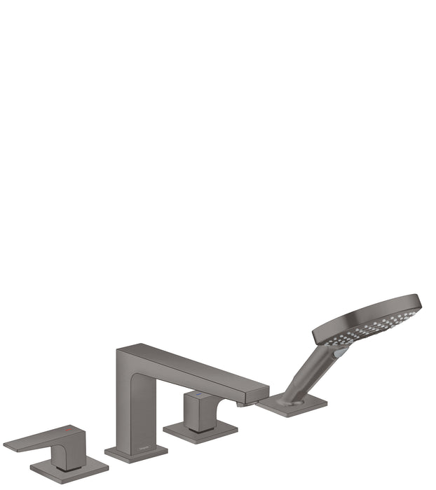 hansgrohe Metropol 4-Hole Roman Tub Set Trim with Lever Handles and 1.75 GPM Handshower