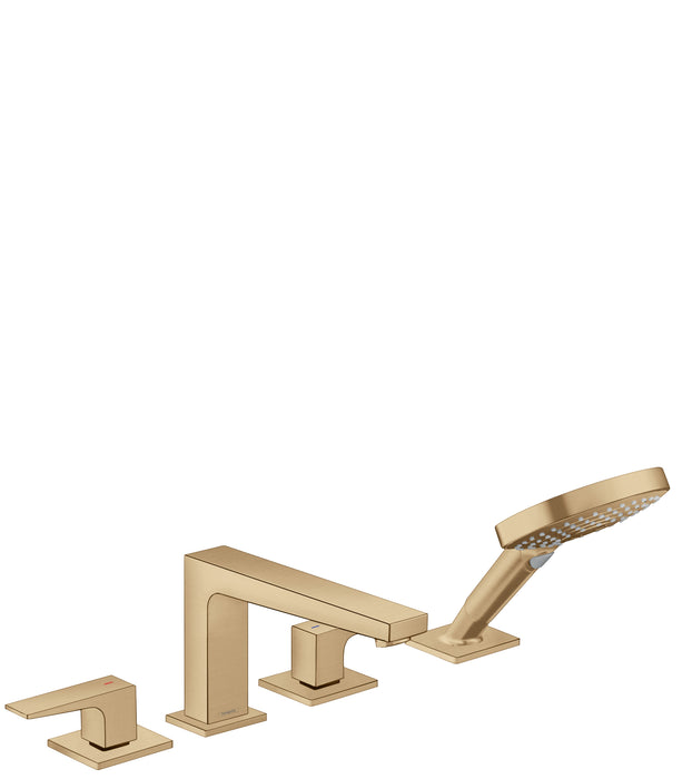 hansgrohe Metropol 4-Hole Roman Tub Set Trim with Lever Handles and 1.75 GPM Handshower