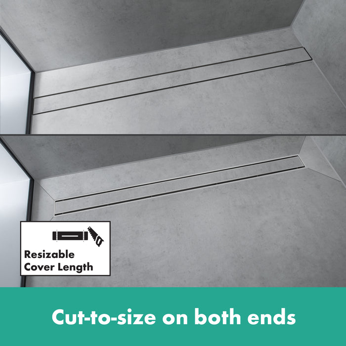 hansgrohe RainDrain Rock Trim Flex 39 3/8" Cut to Size and Tileable