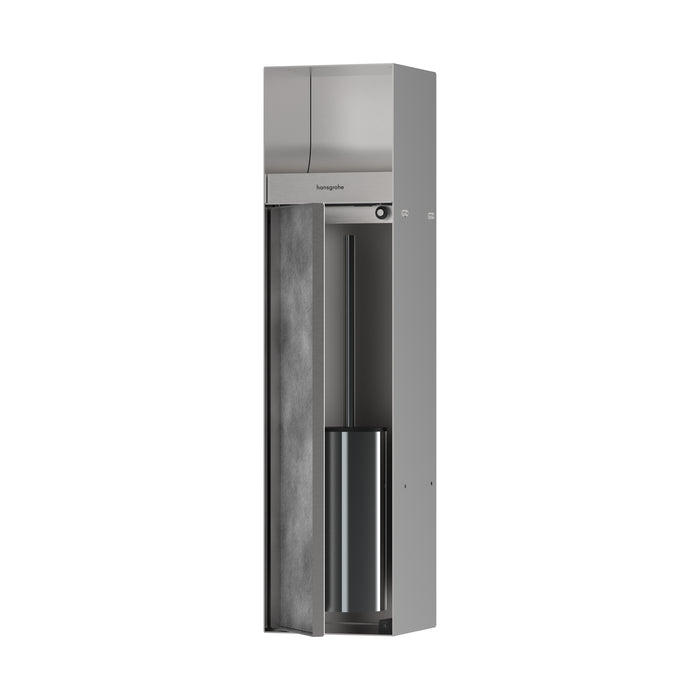 hansgrohe XtraStoris Rock Recessed Toilet Brush Holder with Toilet Paper Holder & Tileable Door