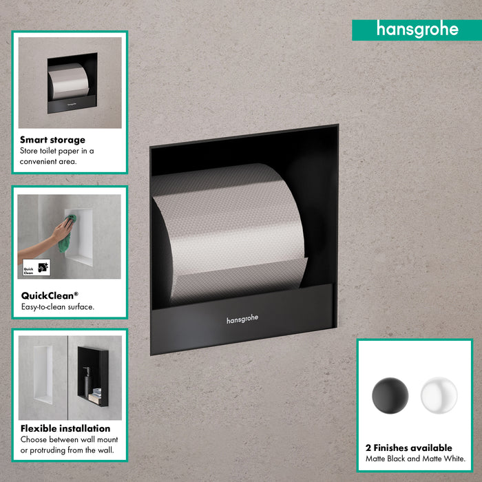 hansgrohe XtraStoris Original Recessed Toilet Paper Holder 6"x 6"x 5.5"