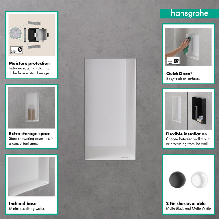 hansgrohe XtraStoris Minimalistic Wall Niche with Open Frame 12"x 6"x 4"