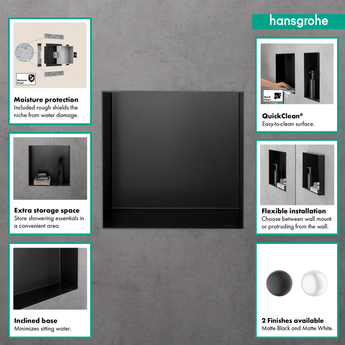 hansgrohe XtraStoris Minimalistic Wall Niche with Open Frame 12"x 12"x 5.5"