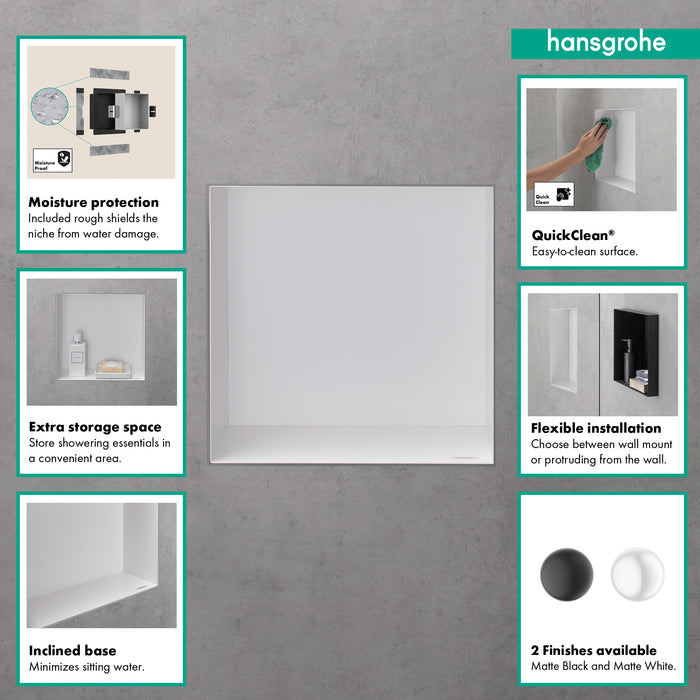 hansgrohe XtraStoris Minimalistic Wall Niche with Open Frame 12"x 12"x 5.5"