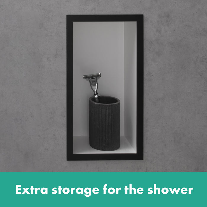 hansgrohe XtraStoris Individual Wall Niche Matte White with Design Frame 12"x 6"x 4"