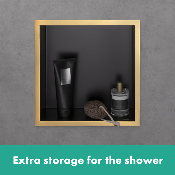 hansgrohe XtraStoris Individual Wall Niche Brushed Stainless Steel with Design Frame 12"x 12"x 4"