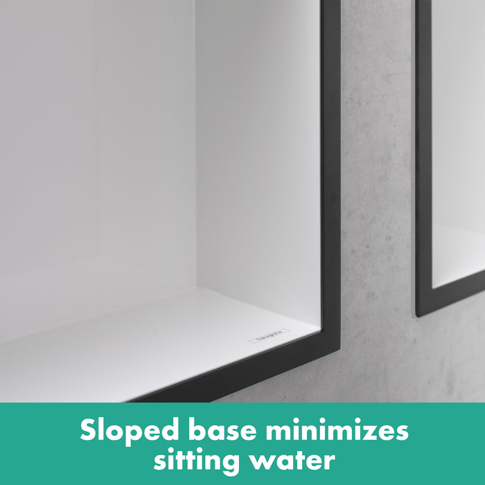 hansgrohe XtraStoris Individual Wall Niche Matte White with Design Frame 12"x 12"x 4"
