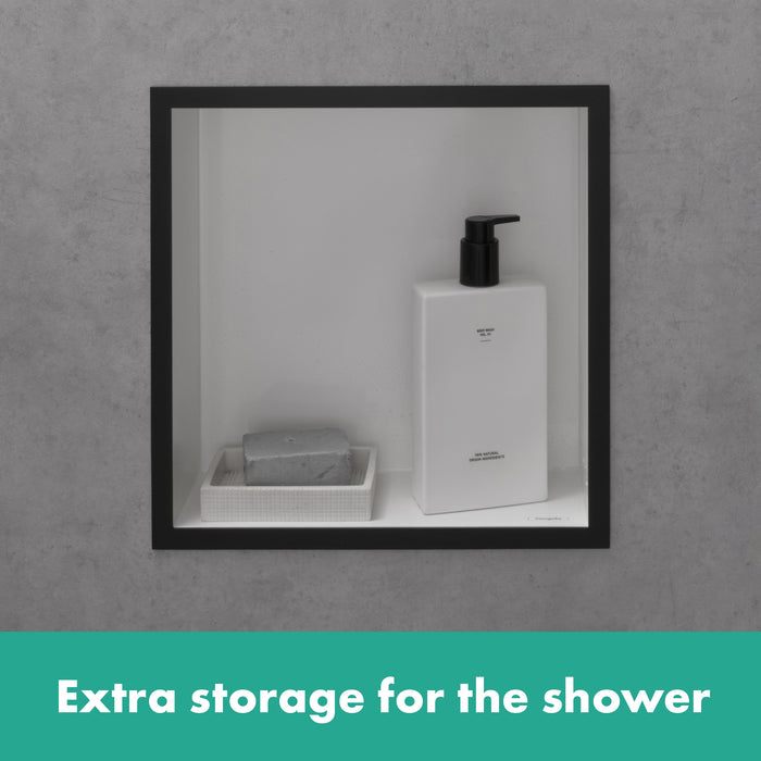hansgrohe XtraStoris Individual Wall Niche Matte White with Design Frame 12"x 12"x 4"
