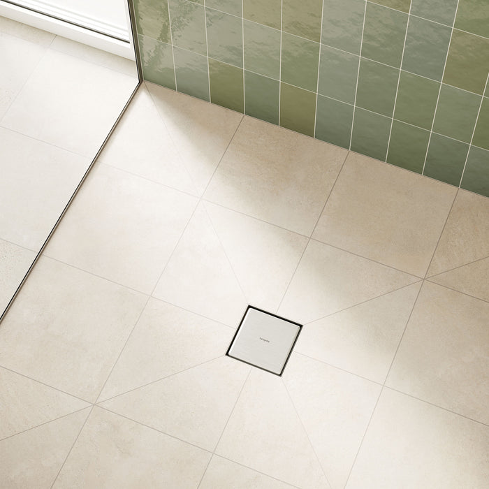 hansgrohe RainDrain Brilliance Point Drain Set 6"x 6" Trim Tileable Rear Cover and Rough