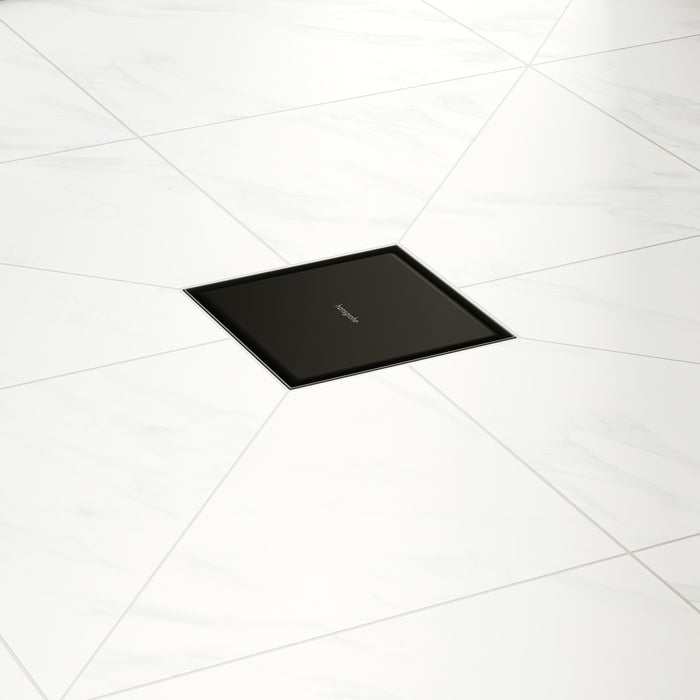 hansgrohe RainDrain Brilliance Point Drain Set 6"x 6" Trim Tileable Rear Cover and Rough